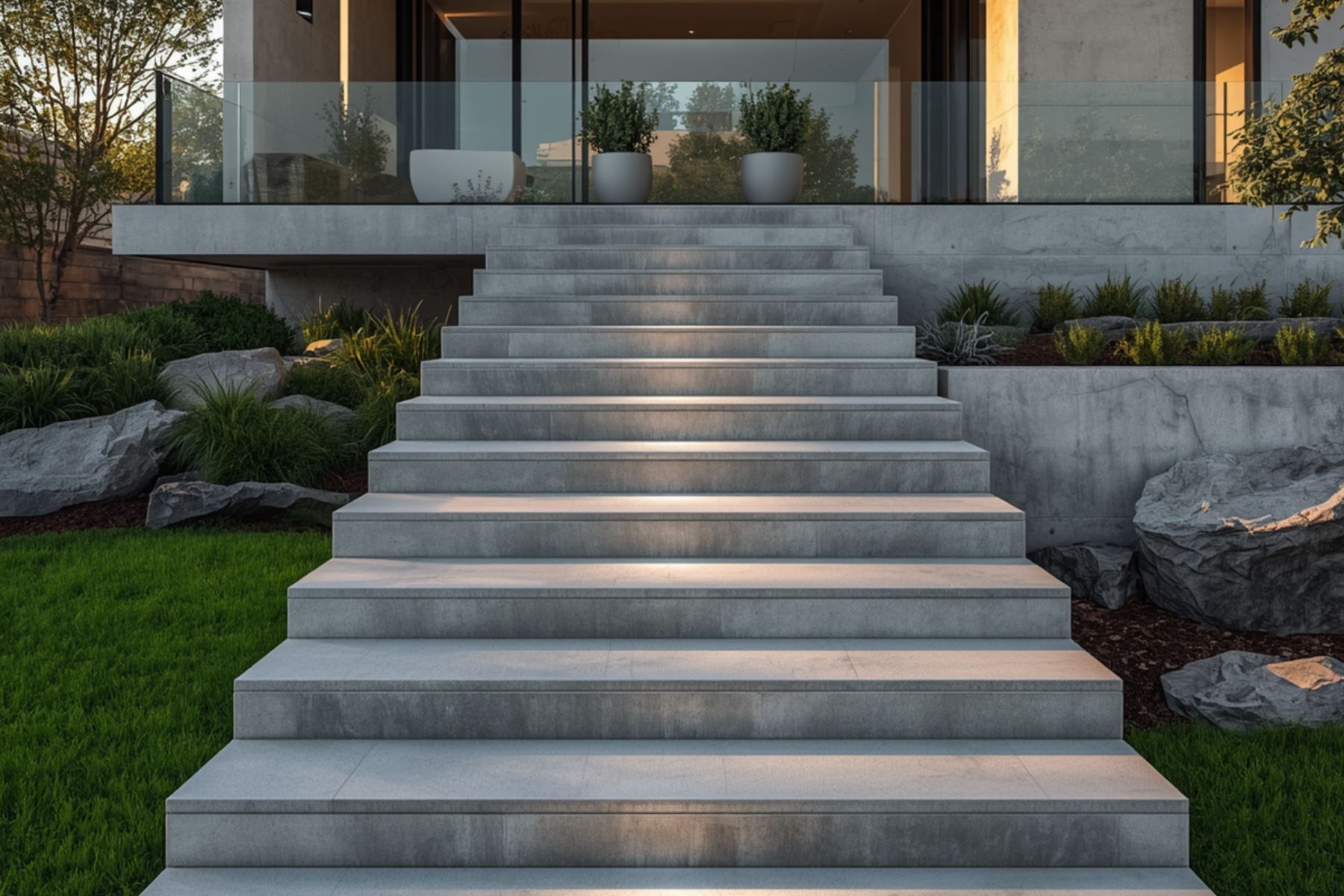 Illuminated concrete steps builders Adelaide Hills Stirling